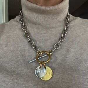 Twisted silver toggle necklaces, brass and silver like new